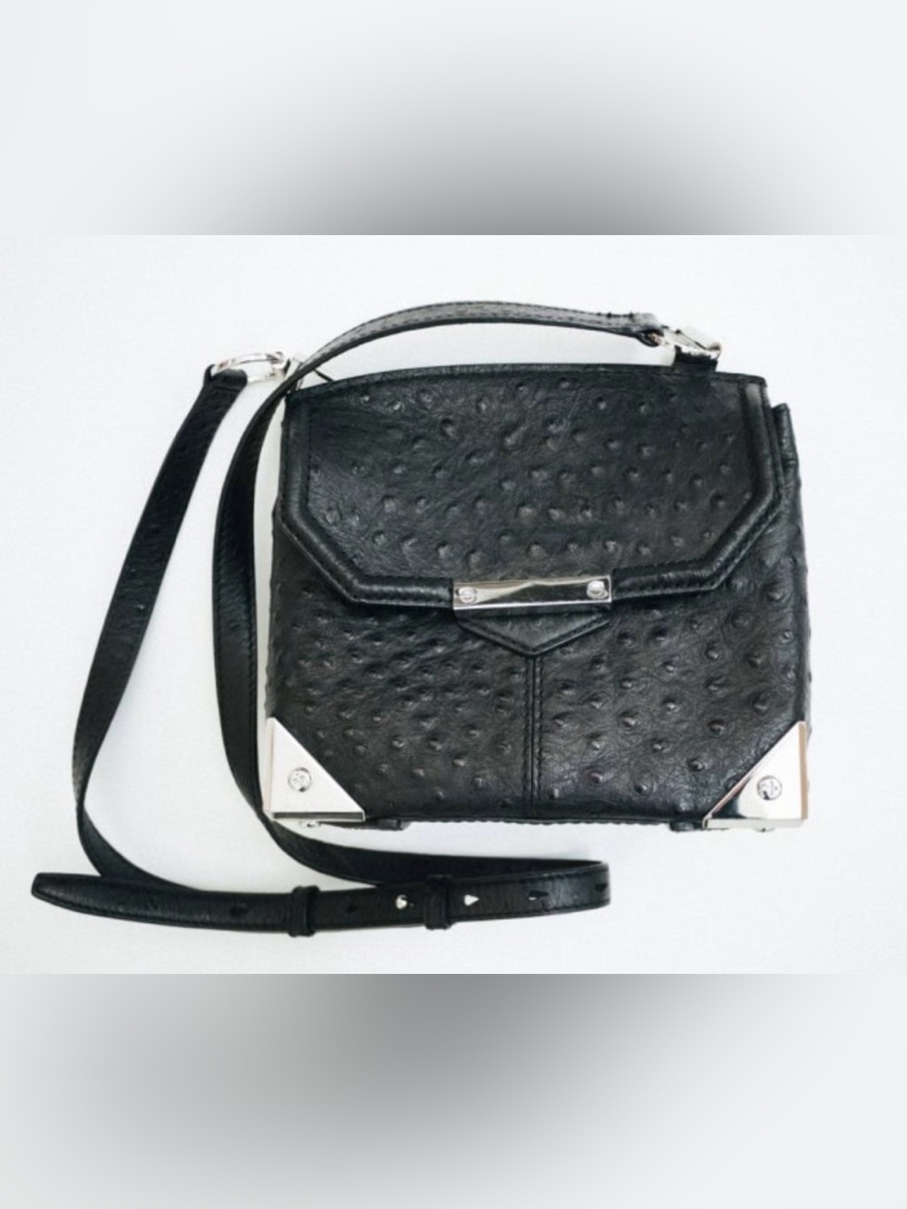 NWOT Alexander Wang Marion Prisma Rare Ostrich-Embossed Leather Crossbody Bag